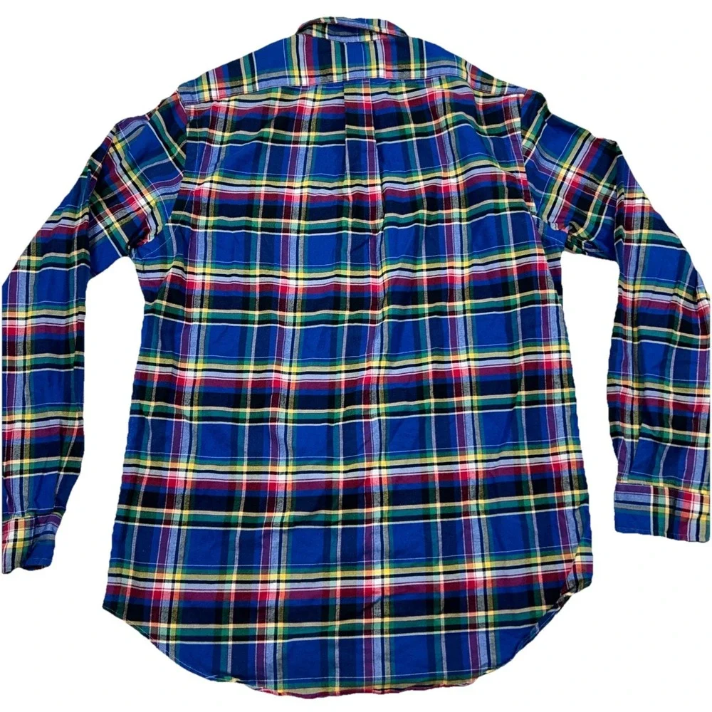 Polo‎ Ralph Lauren Multi Colored Plaid Flannel Meds Medium Long Sleeve Button Up